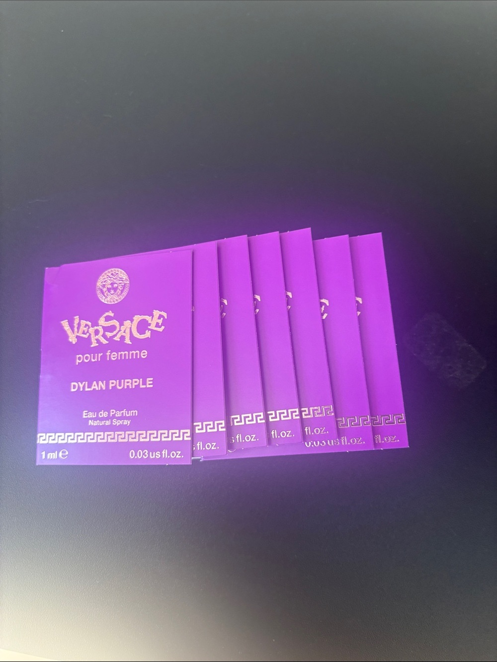 Versace Dylan Purple Pour Femme Sample Pack - Purple with Gold Accents.